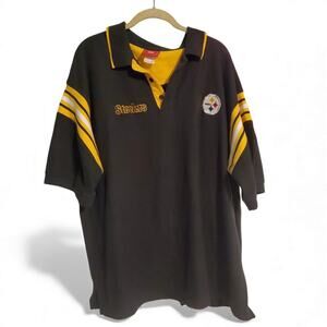 Pittsburgh Steelers Football Dadcore Black Polo Shirt Men's Size XL